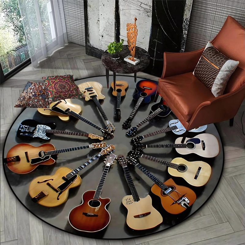 Rutschfester Gitarren-Teppich – Musikalischer Teppich für Wohn- und Schlafzimmer, ideal für Musikliebhaber