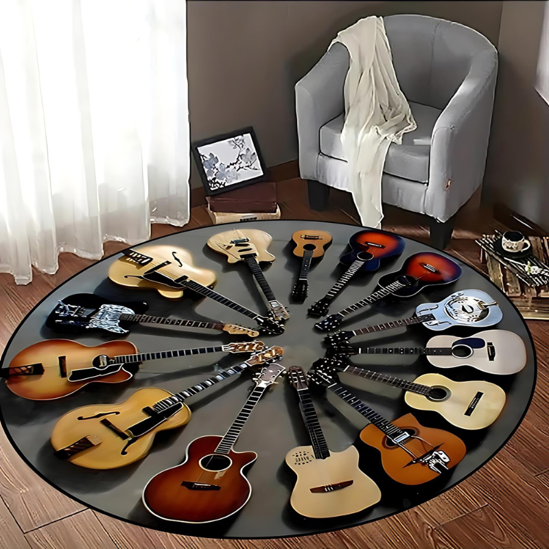 Rutschfester Gitarren-Teppich – Musikalischer Teppich für Wohn- und Schlafzimmer, ideal für Musikliebhaber