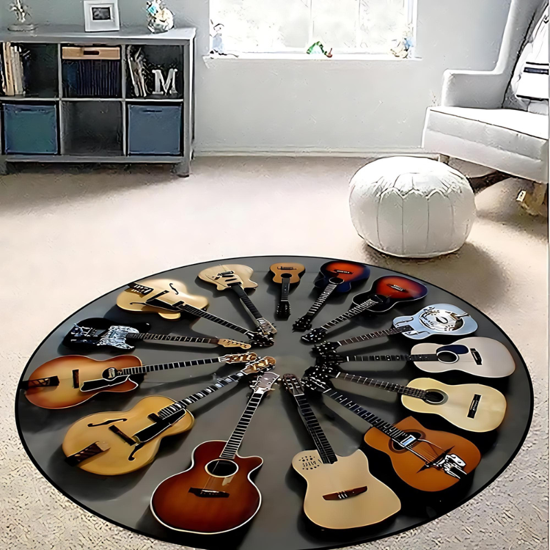 Rutschfester Gitarren-Teppich – Musikalischer Teppich für Wohn- und Schlafzimmer, ideal für Musikliebhaber