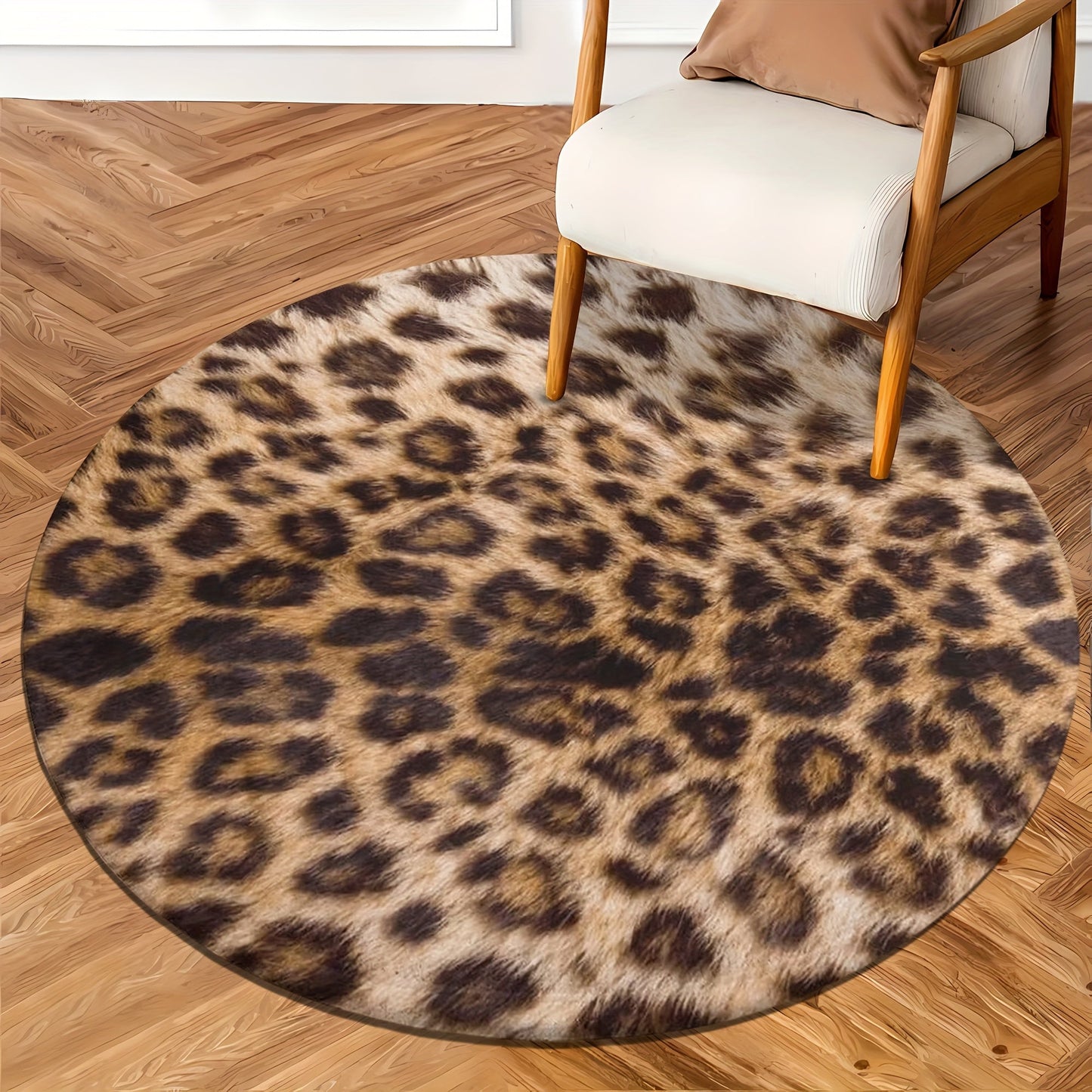 Exotischer Leoparden-Teppich aus Flanell – Weicher Rundteppich im Leopardenmuster für Wohnzimmer & Schlafzimmer
