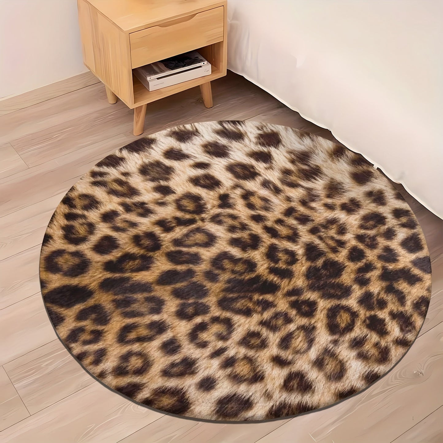 Exotischer Leoparden-Teppich aus Flanell – Weicher Rundteppich im Leopardenmuster für Wohnzimmer & Schlafzimmer