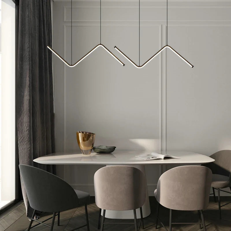 Moderne Nordische LED-Pendelleuchte in Gold – Minimalistisches Design für Esszimmer und Wohnzimmer