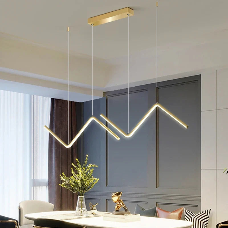 Moderne Nordische LED-Pendelleuchte in Gold – Minimalistisches Design für Esszimmer und Wohnzimmer
