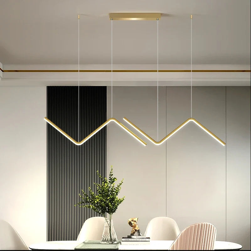 Moderne Nordische LED-Pendelleuchte in Gold – Minimalistisches Design für Esszimmer und Wohnzimmer