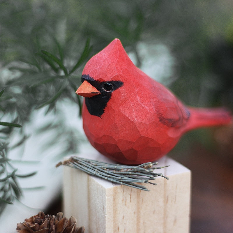 Skandinavische Holzvogel-Figuren, Handgeschnitzte Dekorative Ornamente für Zuhause