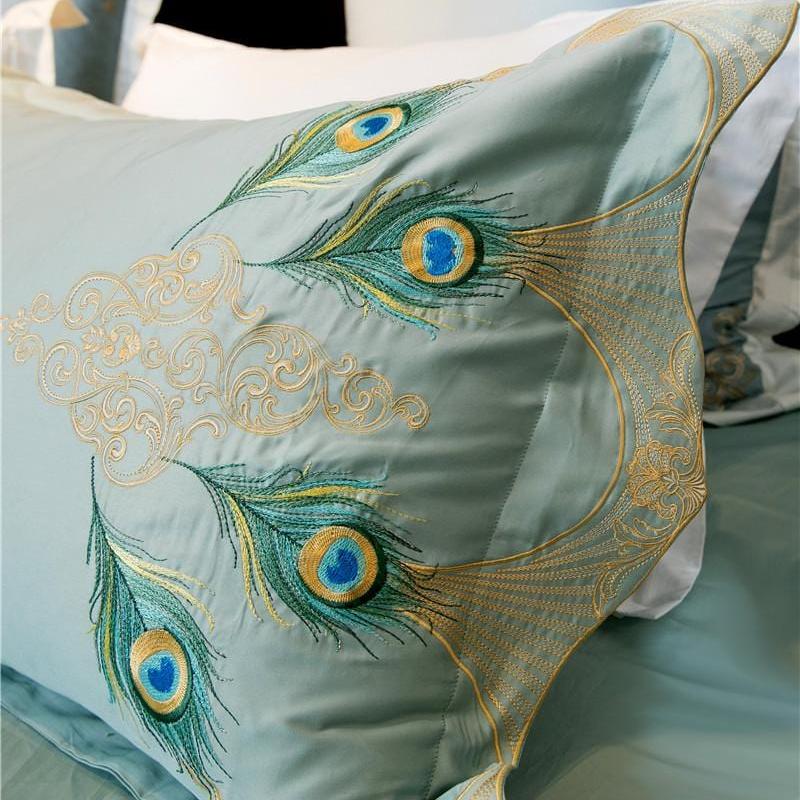 Luxuriöses Bettwäsche-Set aus ägyptischer Baumwolle mit elegantem Pfauenmotiv – Perfekter Schlafkomfort