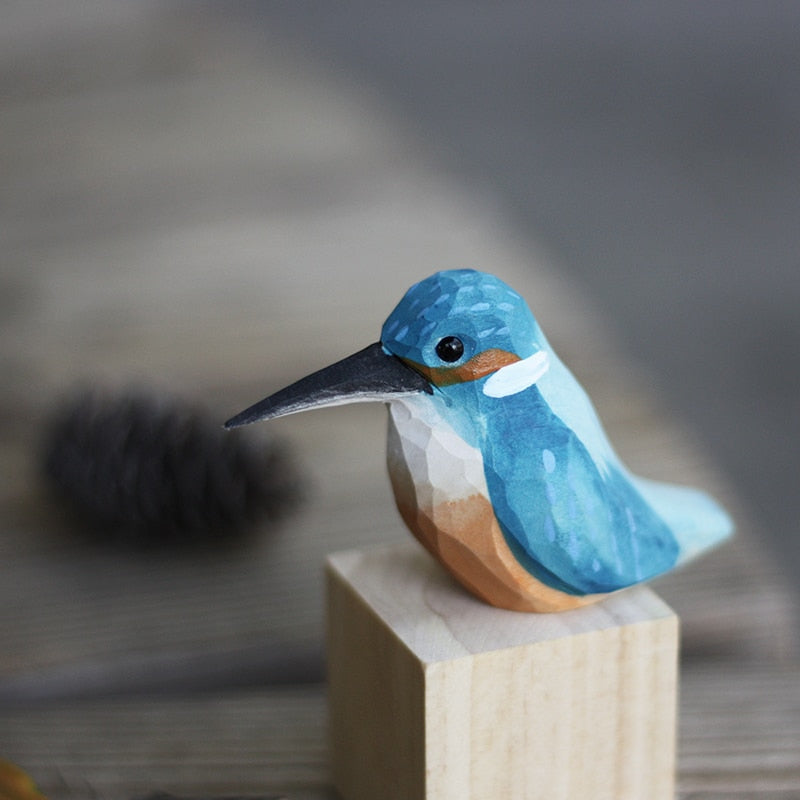 Skandinavische Holzvogel-Figuren, Handgeschnitzte Dekorative Ornamente für Zuhause