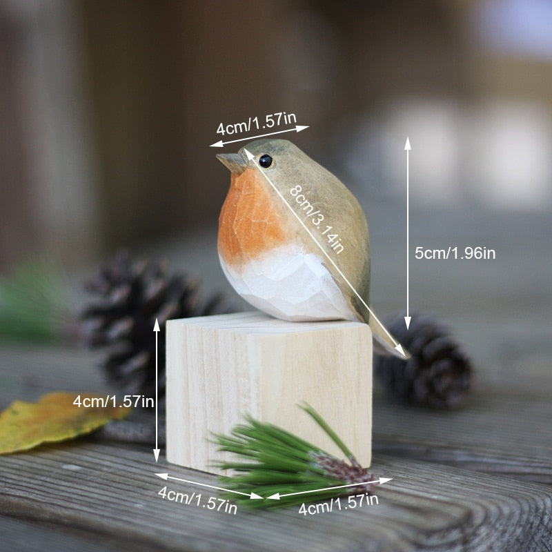 Skandinavische Holzvogel-Figuren, Handgeschnitzte Dekorative Ornamente für Zuhause