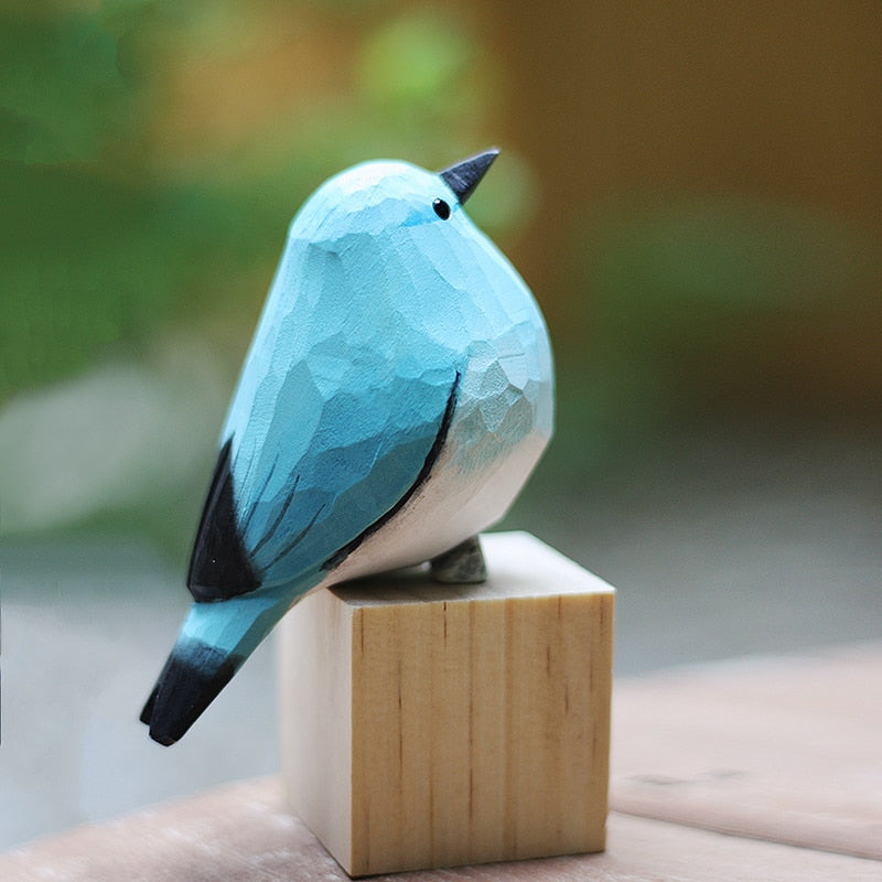 Skandinavische Holzvogel-Figuren, Handgeschnitzte Dekorative Ornamente für Zuhause