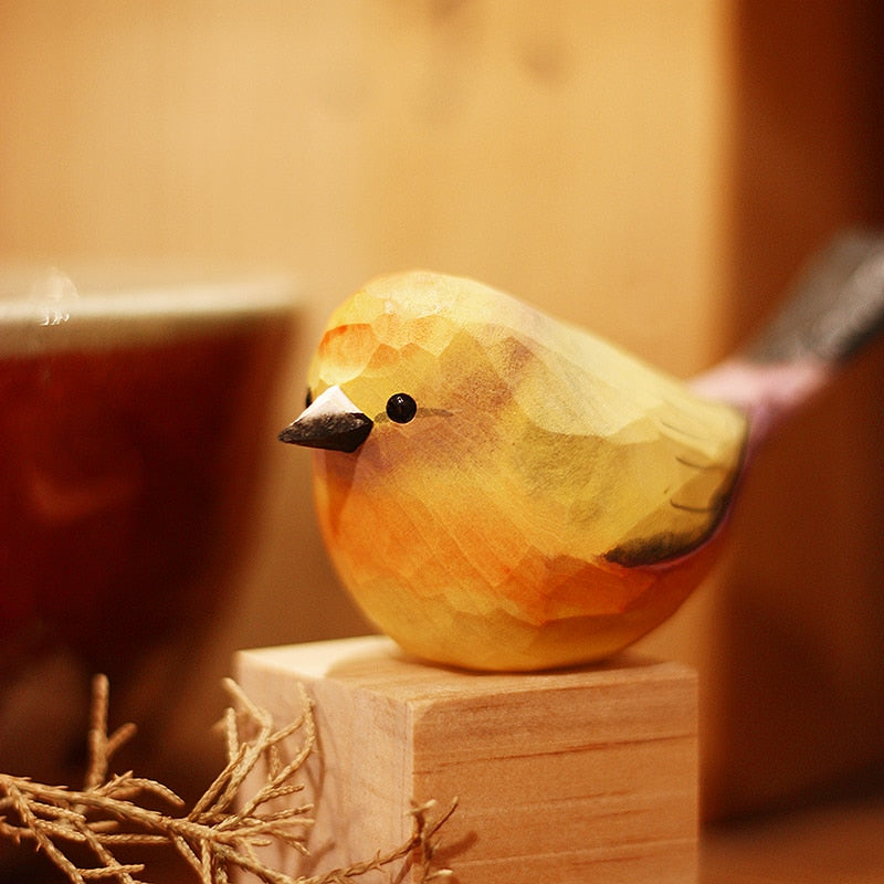 Skandinavische Holzvogel-Figuren, Handgeschnitzte Dekorative Ornamente für Zuhause