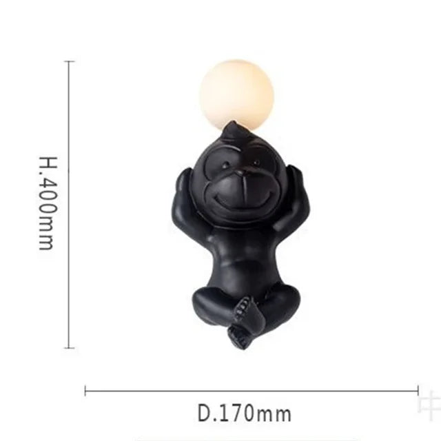 Witzige Affen-Wandleuchte mit Milchglas – Dekorative LED-Lampe für Wohnzimmer & Kinderzimmer