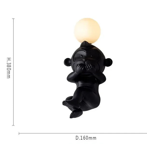 Witzige Affen-Wandleuchte mit Milchglas – Dekorative LED-Lampe für Wohnzimmer & Kinderzimmer