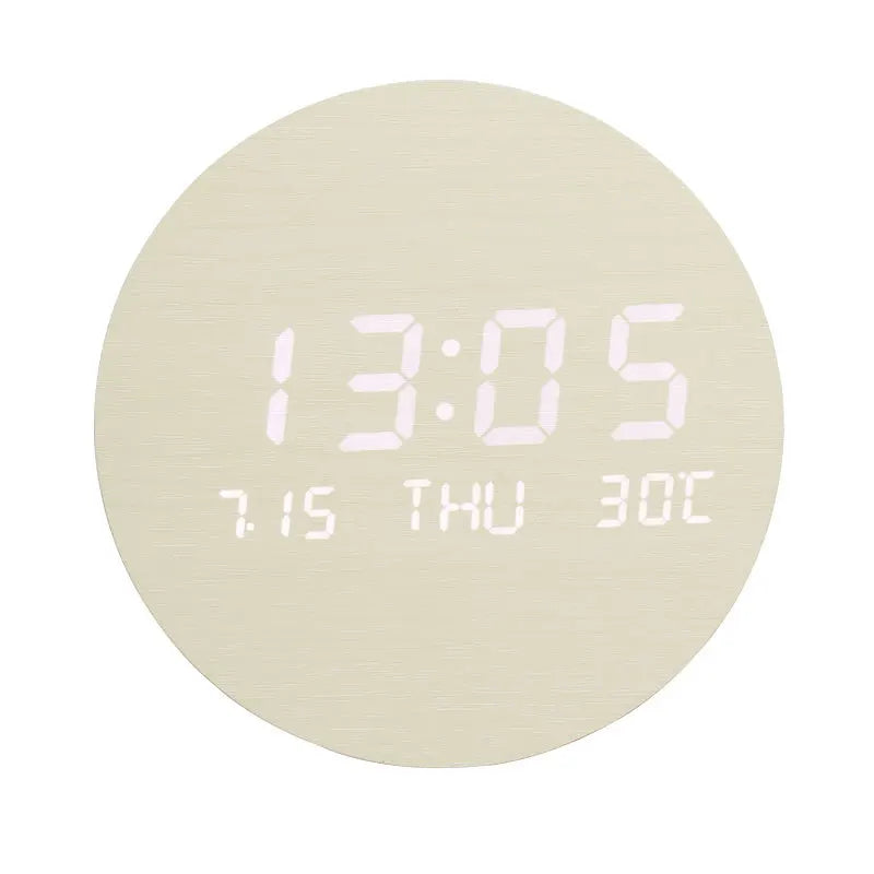 Moderne Holz-Tischuhr mit LED-Anzeige, Alarm und Temperaturanzeige – Stilvolle digitale Uhr für Schreibtisch und Schlafzimmer