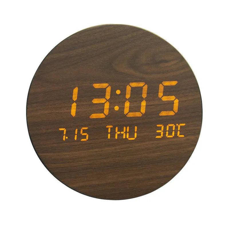 Moderne Holz-Tischuhr mit LED-Anzeige, Alarm und Temperaturanzeige – Stilvolle digitale Uhr für Schreibtisch und Schlafzimmer
