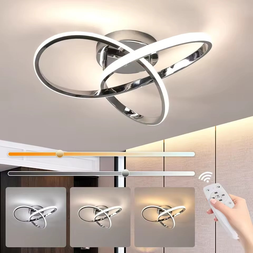 Dimmbare LED Deckenleuchte, Schlafzimmer Deckenlampe mit Fernbedienung, 3000K-6500K, 36W Moderne Silberne/Schwarz LED Deckenbeleuchtung