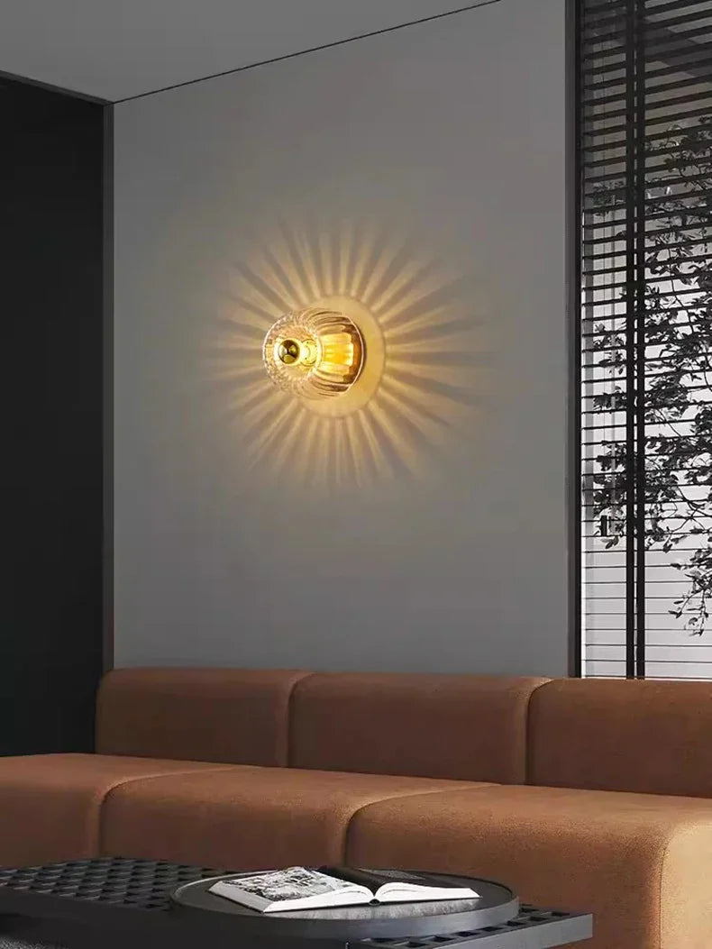 Skandinavische Bauhaus Wandleuchte aus Glas, Moderne LED Wandlampe für Flur & Wohnzimmer