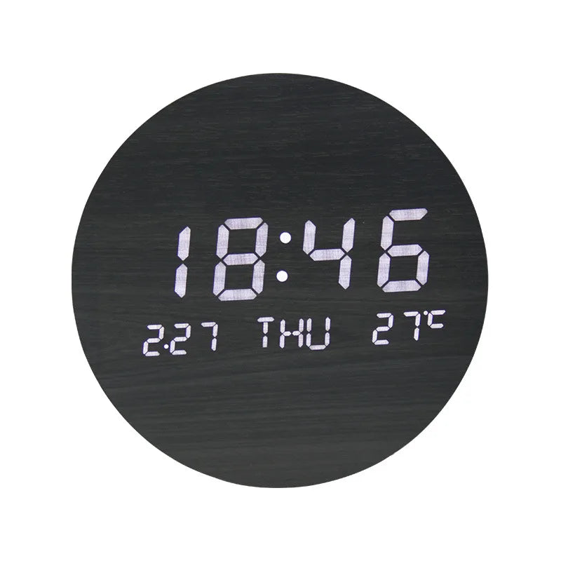 Moderne Holz-Tischuhr mit LED-Anzeige, Alarm und Temperaturanzeige – Stilvolle digitale Uhr für Schreibtisch und Schlafzimmer