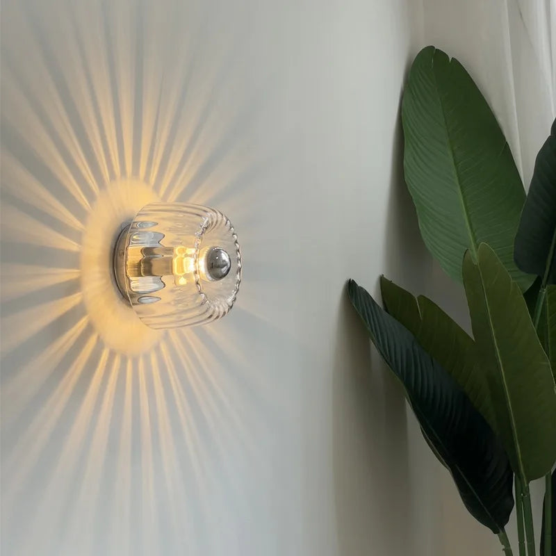 Skandinavische Bauhaus Wandleuchte aus Glas, Moderne LED Wandlampe für Flur & Wohnzimmer