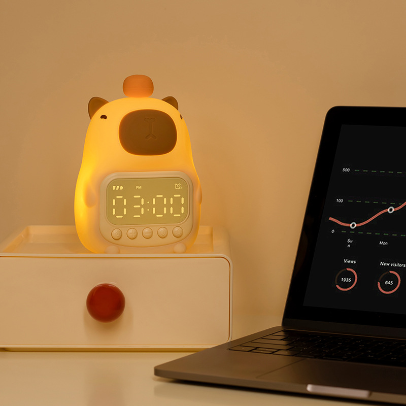 Niedliches Capybara Nachtlicht LED – Kinder Wecker & Nachtlampe für Schlafzimmer