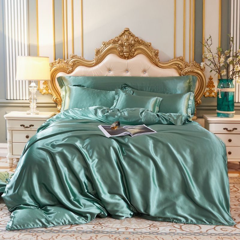 4-teiliges Satin-Baumwolle Bettwäsche Set – Weiche und Luxuriöse Bettwäsche für erholsamen Schlaf, elegant und atmungsaktiv, geeignet für Doppelbett