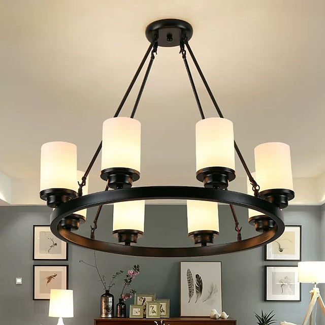 Rustikaler Kronleuchter im Wagenrad-Design – Vintage Deckenleuchte für Esszimmer und Wohnzimmer