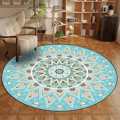 Runder Mandala-Teppich mit elegantem Design – Boho Teppich für Wohnzimmer & Schlafzimmer