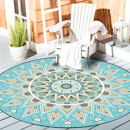 Runder Mandala-Teppich mit elegantem Design – Boho Teppich für Wohnzimmer & Schlafzimmer