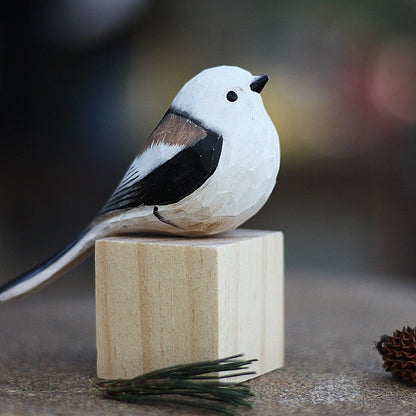 Skandinavische Holzvogel-Figuren, Handgeschnitzte Dekorative Ornamente für Zuhause