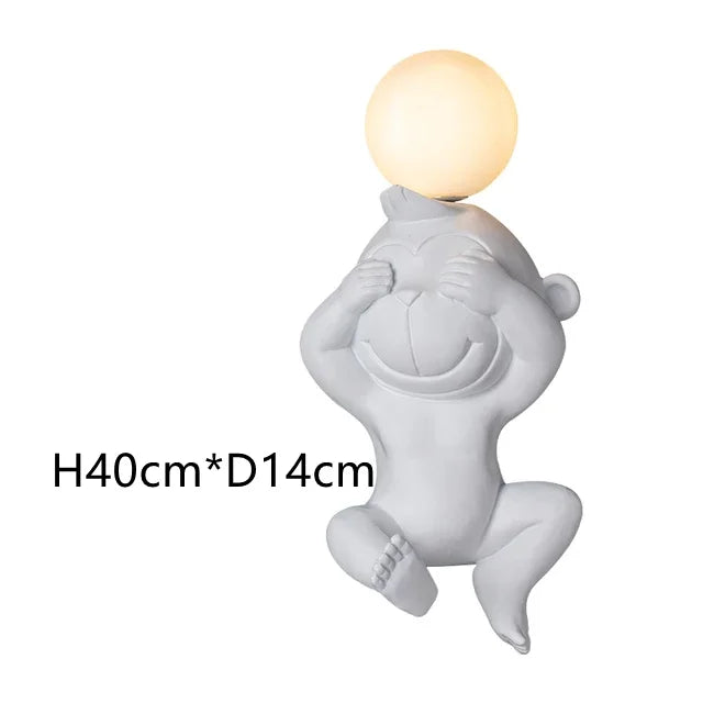 Witzige Affen-Wandleuchte mit Milchglas – Dekorative LED-Lampe für Wohnzimmer & Kinderzimmer