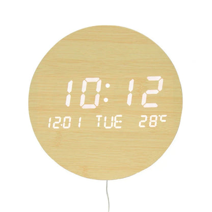 Moderne Holz-Tischuhr mit LED-Anzeige, Alarm und Temperaturanzeige – Stilvolle digitale Uhr für Schreibtisch und Schlafzimmer