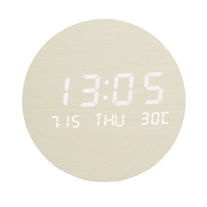 Moderne Holz-Tischuhr mit LED-Anzeige, Alarm und Temperaturanzeige – Stilvolle digitale Uhr für Schreibtisch und Schlafzimmer