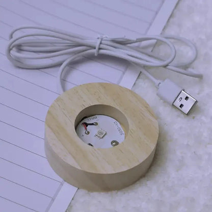 3D Kristall Nachtlicht LED - Sternenhimmel Projektor mit Holzsockel, Romantische Beleuchtung für Schlafzimmer & Geschenke