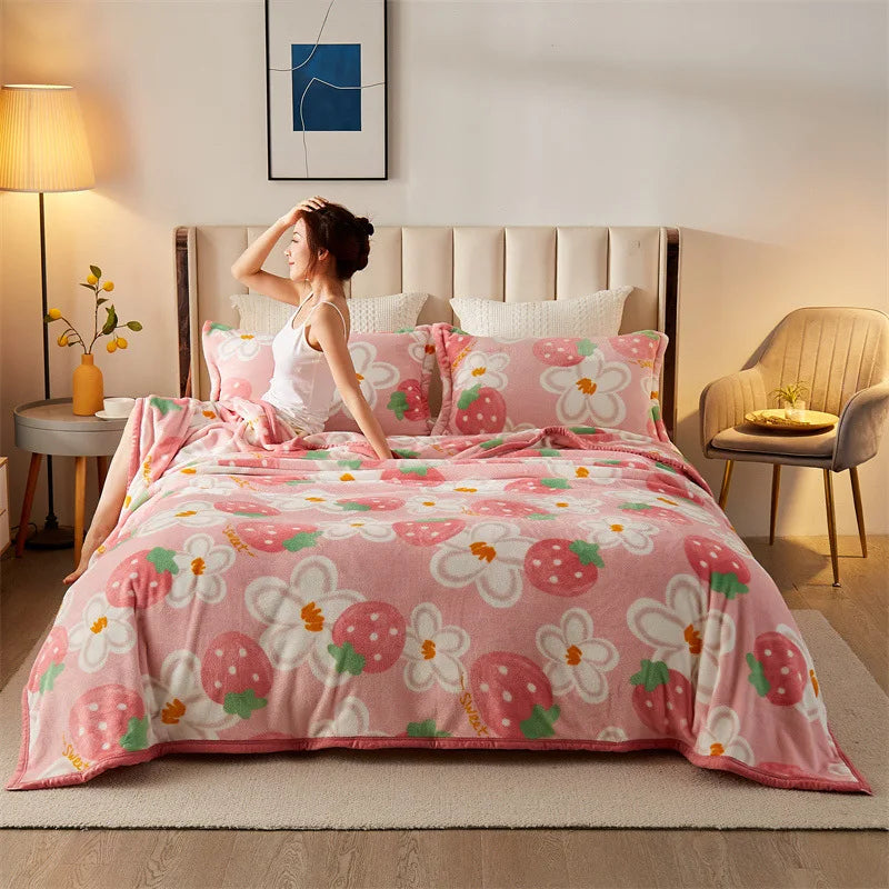 Flauschige Kuscheldecke mit Blumenmuster – Warme, weiche Decke für gemütliche Momente auf Sofa & Bett