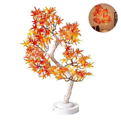 LED Ahornblatt Bonsai Baum Nachtlicht – Dekorative Tischlampe für Wohnzimmer und Schlafzimmer