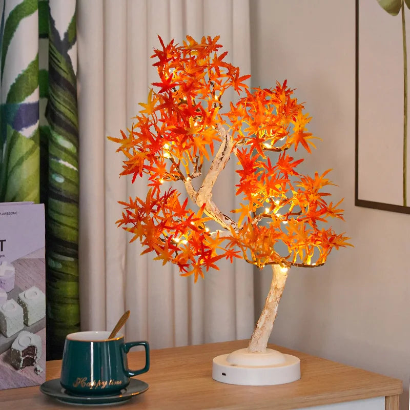 LED Ahornblatt Bonsai Baum Nachtlicht – Dekorative Tischlampe für Wohnzimmer und Schlafzimmer