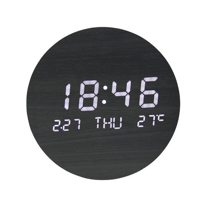 Moderne Holz-Tischuhr mit LED-Anzeige, Alarm und Temperaturanzeige – Stilvolle digitale Uhr für Schreibtisch und Schlafzimmer