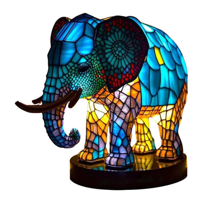 Tier-Glasmalerei-Lampe im Wolf-Design - Handgefertigte Bunte Tischlampe mit LED Beleuchtung, Dekorative Leuchte für Wohnzimmer & Schlafzimmer