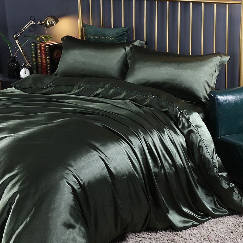 4-teiliges Satin-Baumwolle Bettwäsche Set – Weiche und Luxuriöse Bettwäsche für erholsamen Schlaf, elegant und atmungsaktiv, geeignet für Doppelbett