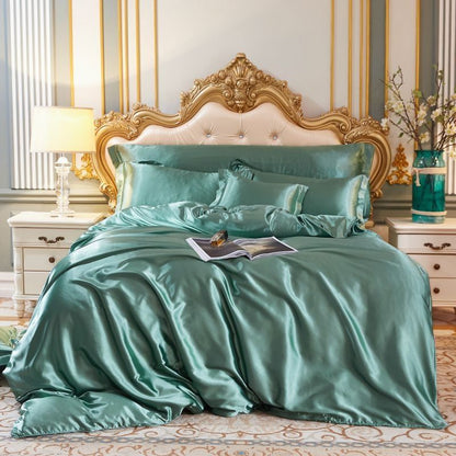 4-teiliges Satin-Baumwolle Bettwäsche Set – Weiche und Luxuriöse Bettwäsche für erholsamen Schlaf, elegant und atmungsaktiv, geeignet für Doppelbett
