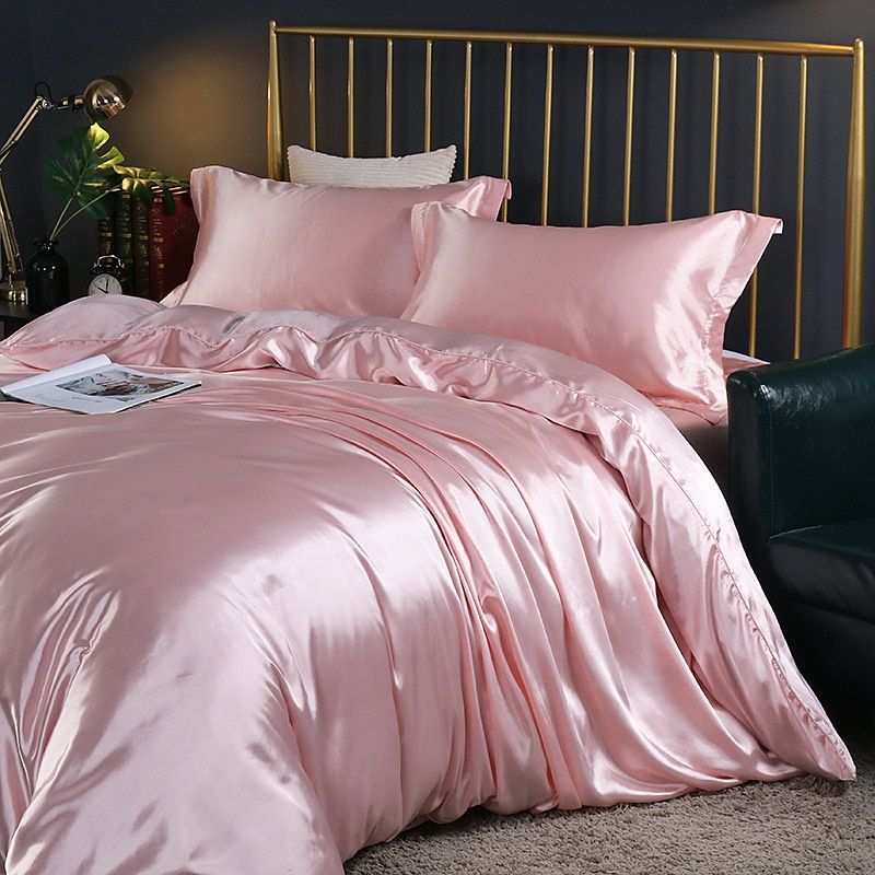 4-teiliges Satin-Baumwolle Bettwäsche Set – Weiche und Luxuriöse Bettwäsche für erholsamen Schlaf, elegant und atmungsaktiv, geeignet für Doppelbett