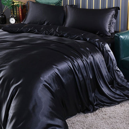 4-teiliges Satin-Baumwolle Bettwäsche Set – Weiche und Luxuriöse Bettwäsche für erholsamen Schlaf, elegant und atmungsaktiv, geeignet für Doppelbett