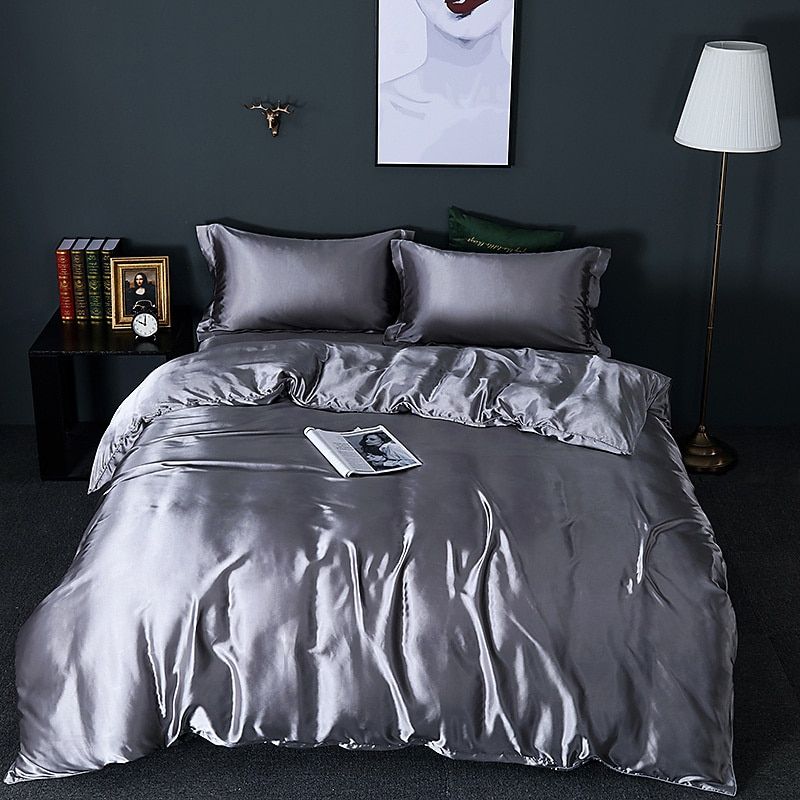 4-teiliges Satin-Baumwolle Bettwäsche Set – Weiche und Luxuriöse Bettwäsche für erholsamen Schlaf, elegant und atmungsaktiv, geeignet für Doppelbett